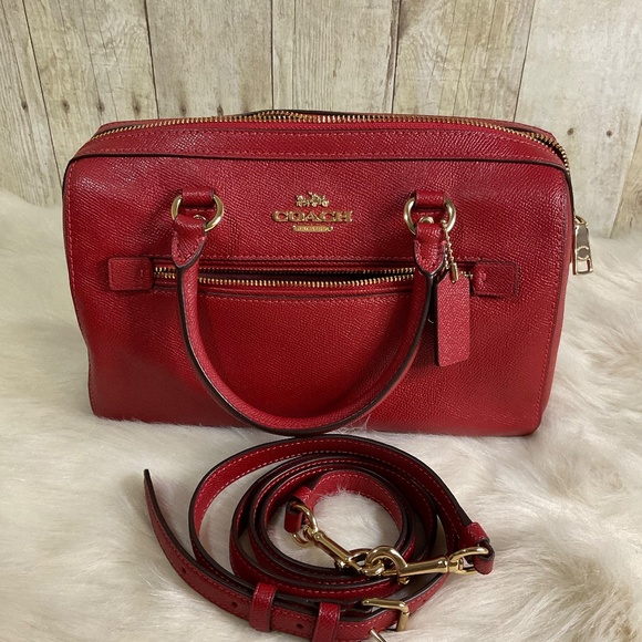 2 pcs COACH Red Rowan Satchel & Coach mini box cosmetic case - Picture 3 of 14